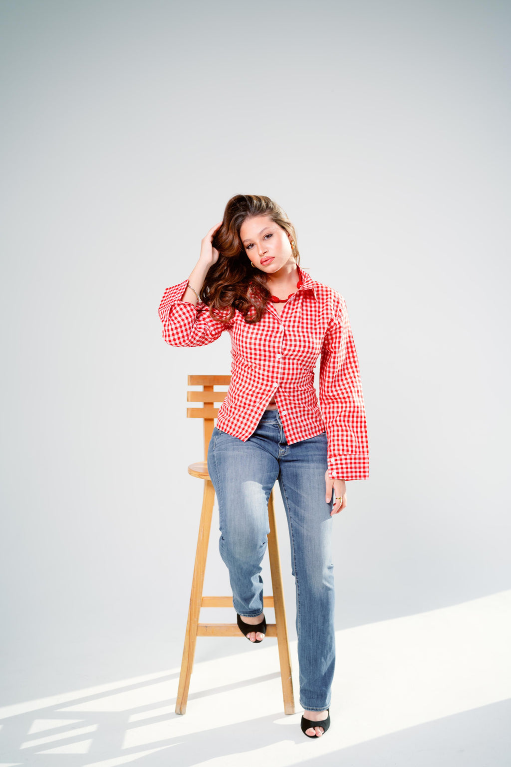 Red gingham shirt
