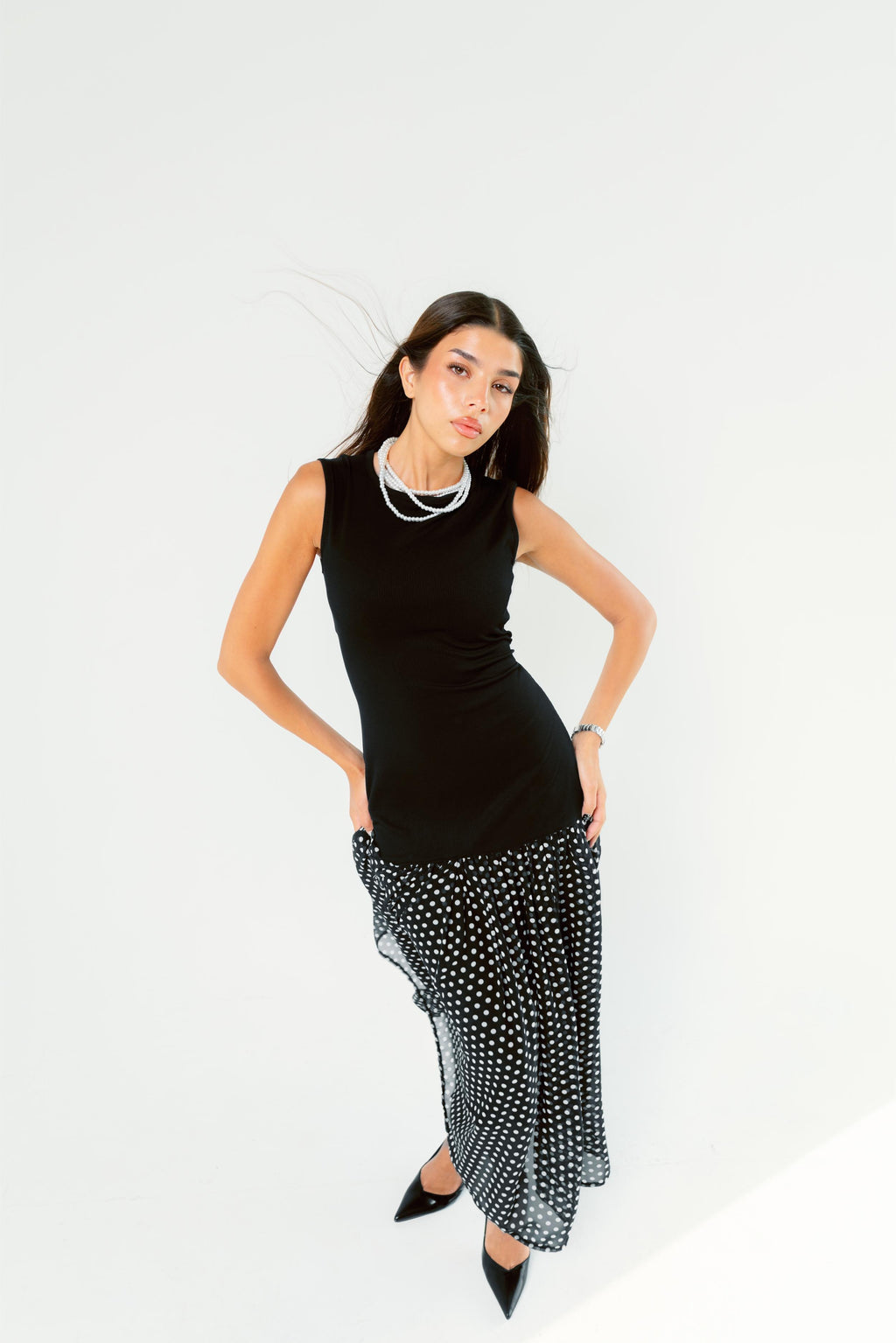 Polka dots dress sleeveless