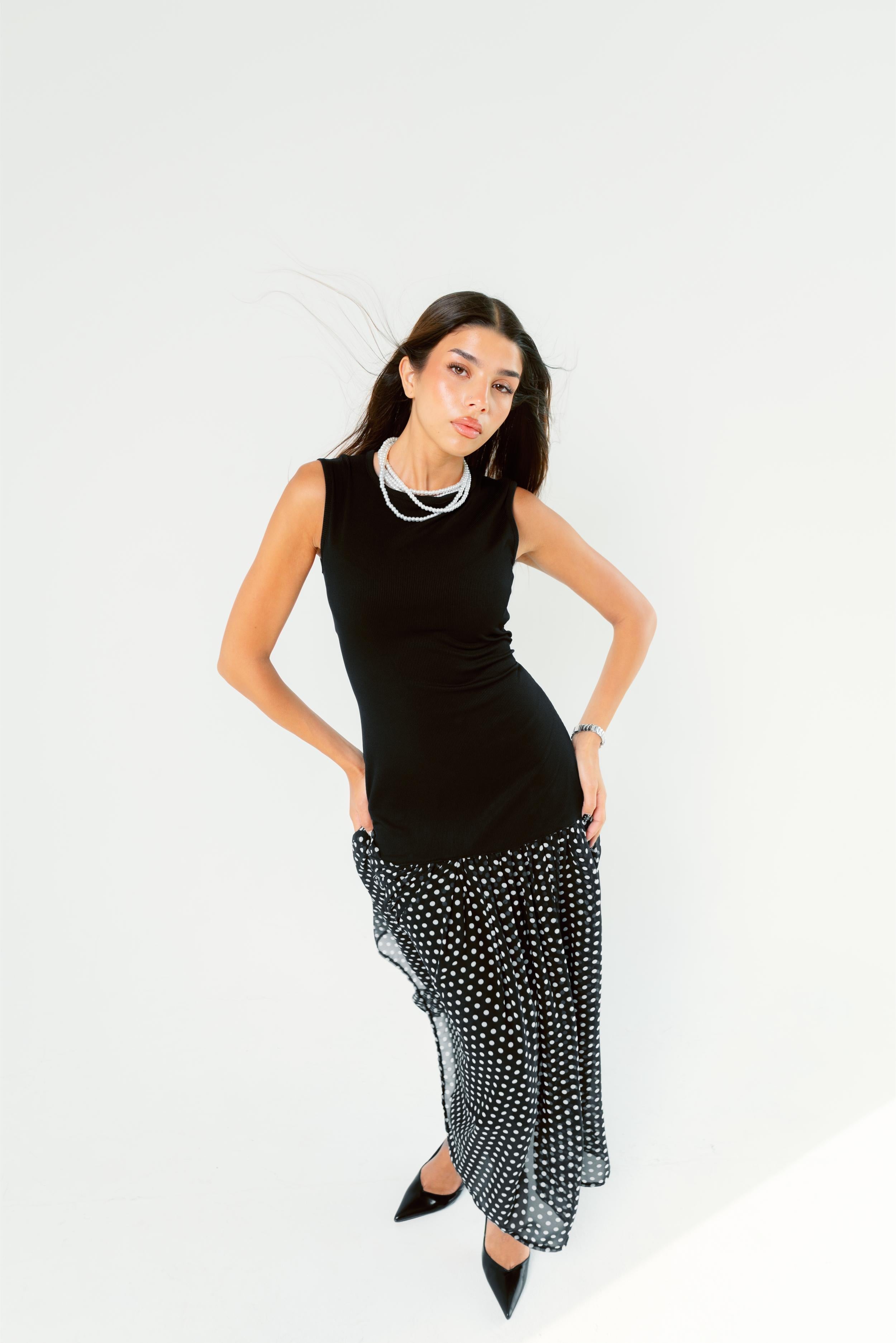 Polka dots dress sleeveless