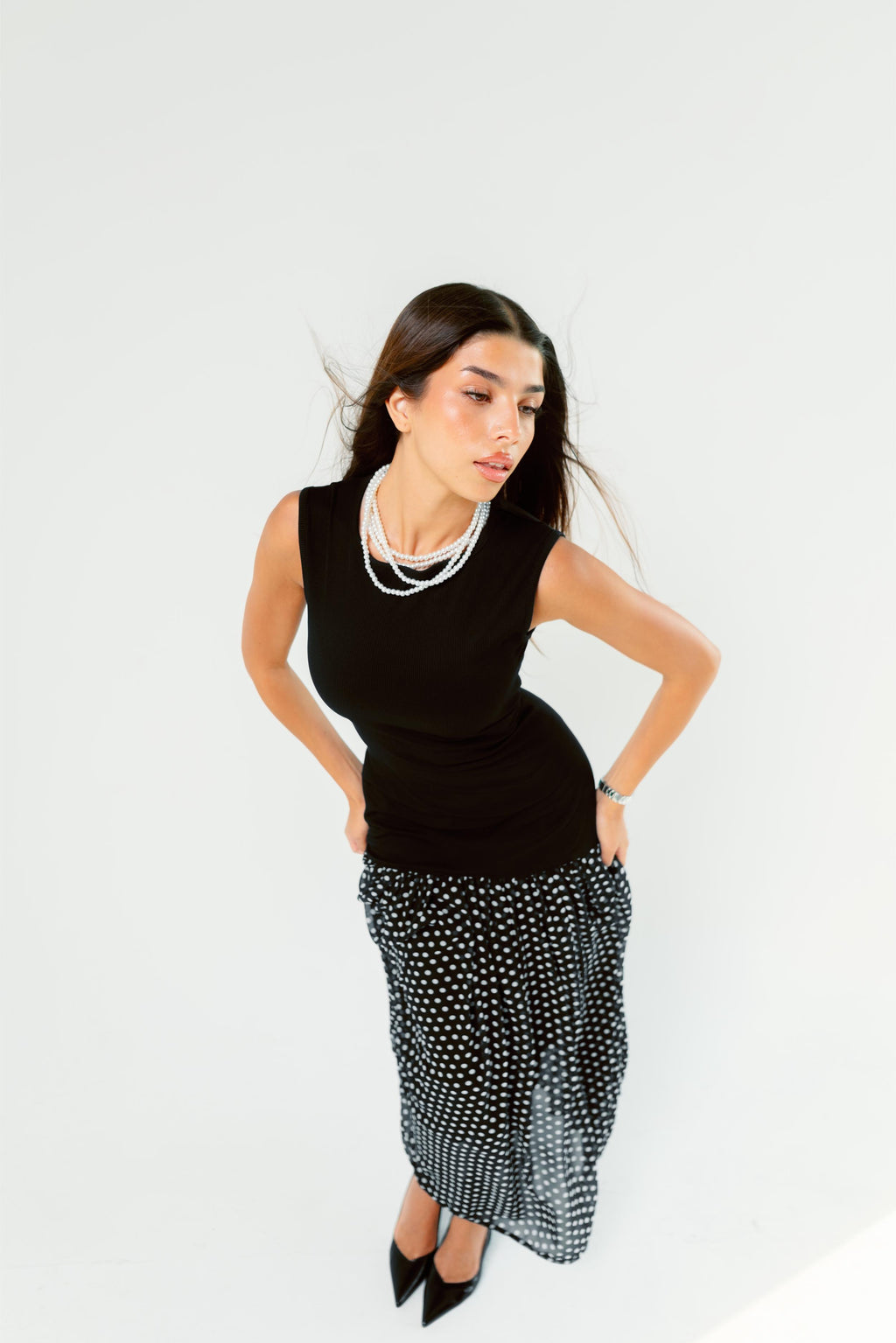 Polka dots dress sleeveless