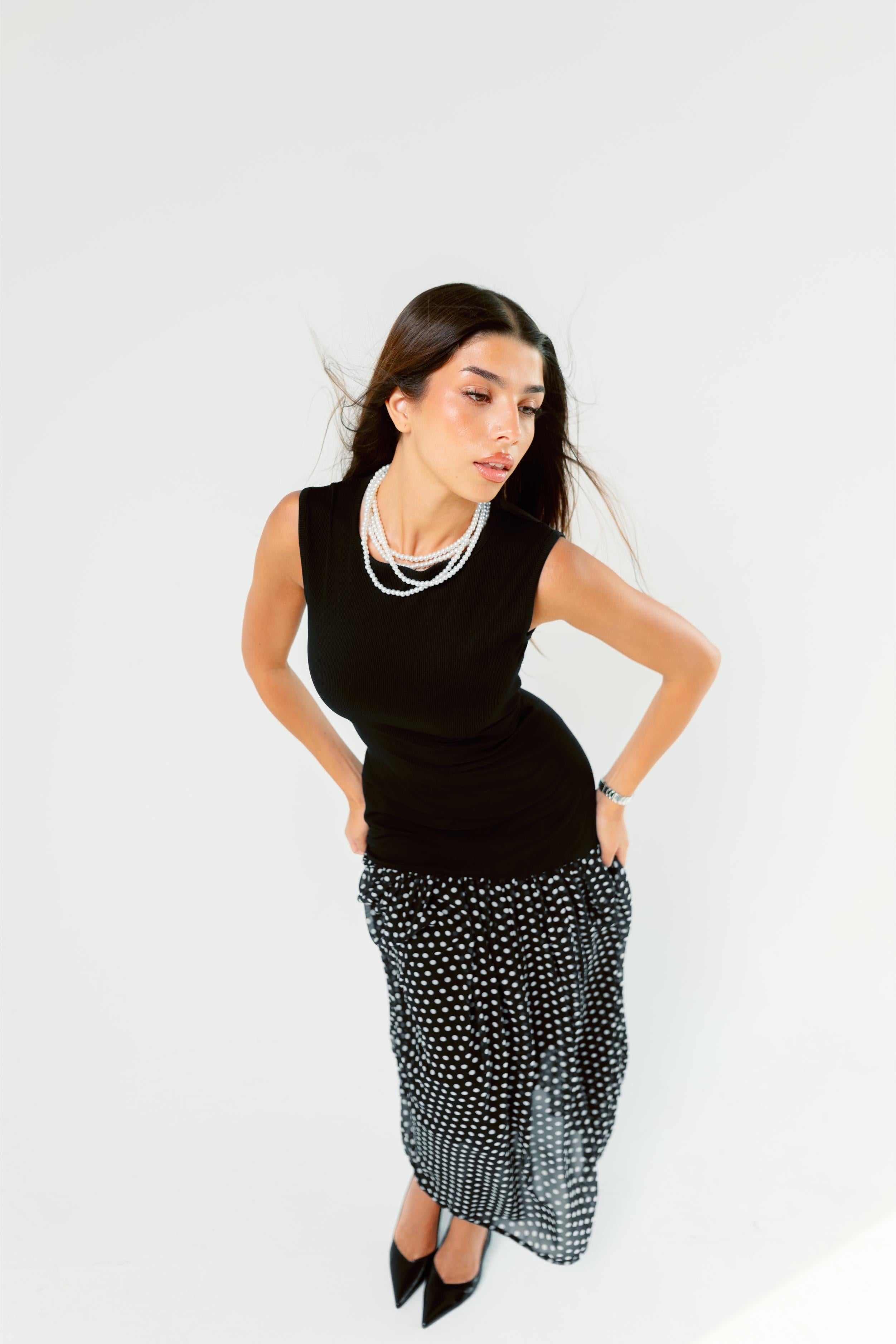 Polka dots dress sleeveless