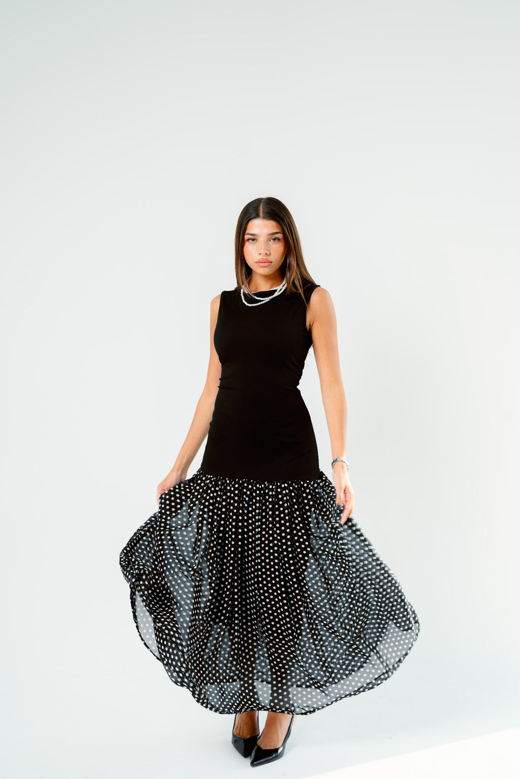 Polka dots dress sleeveless
