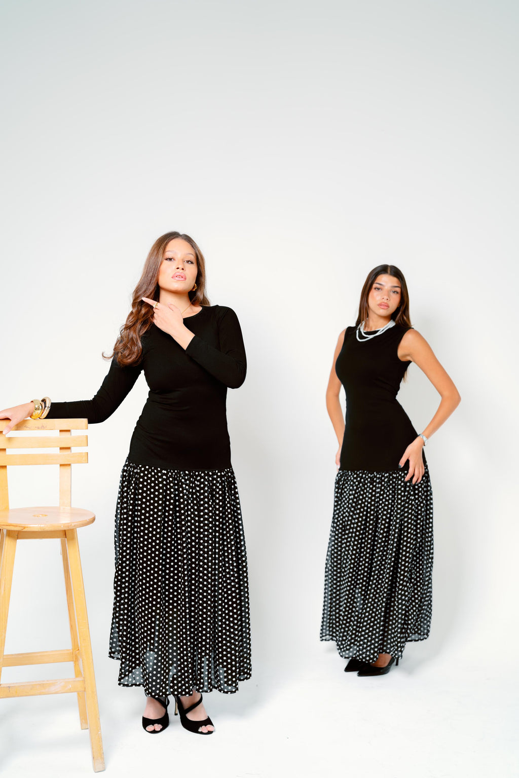 Polka dots dress full sleeve