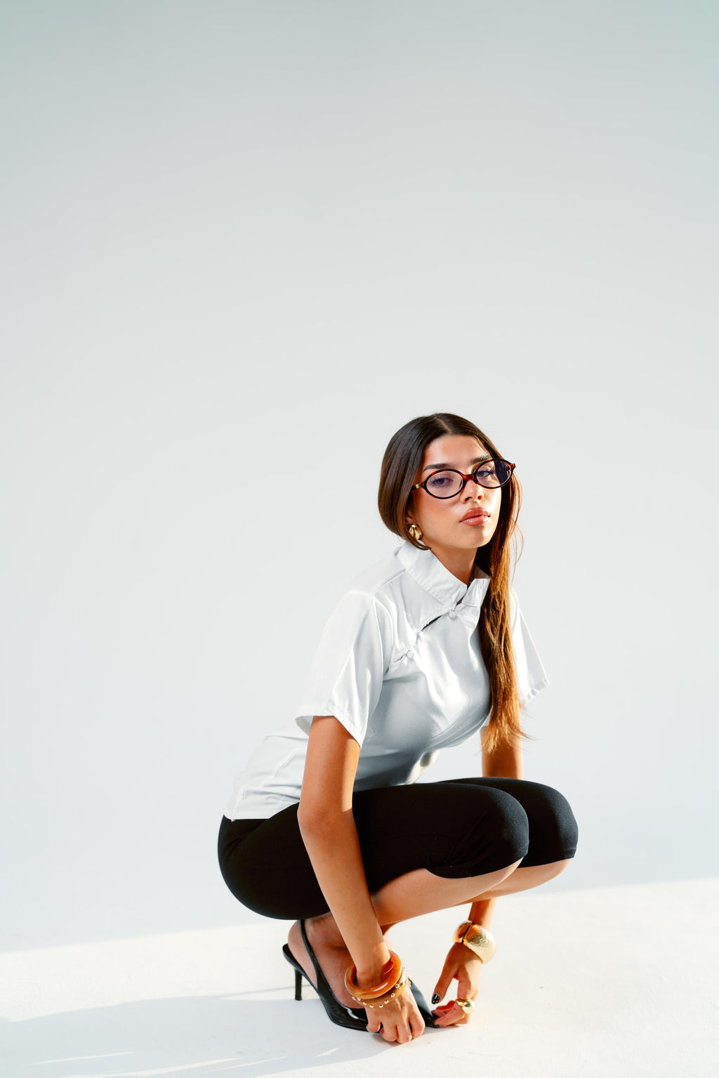 Offwhite mandarin collar blouse