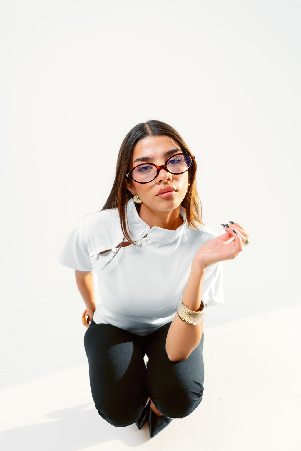 Offwhite mandarin collar blouse