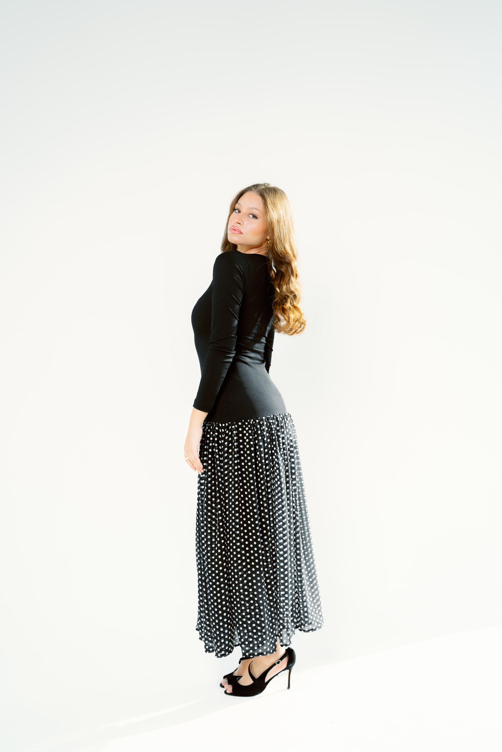Polka dots dress full sleeve