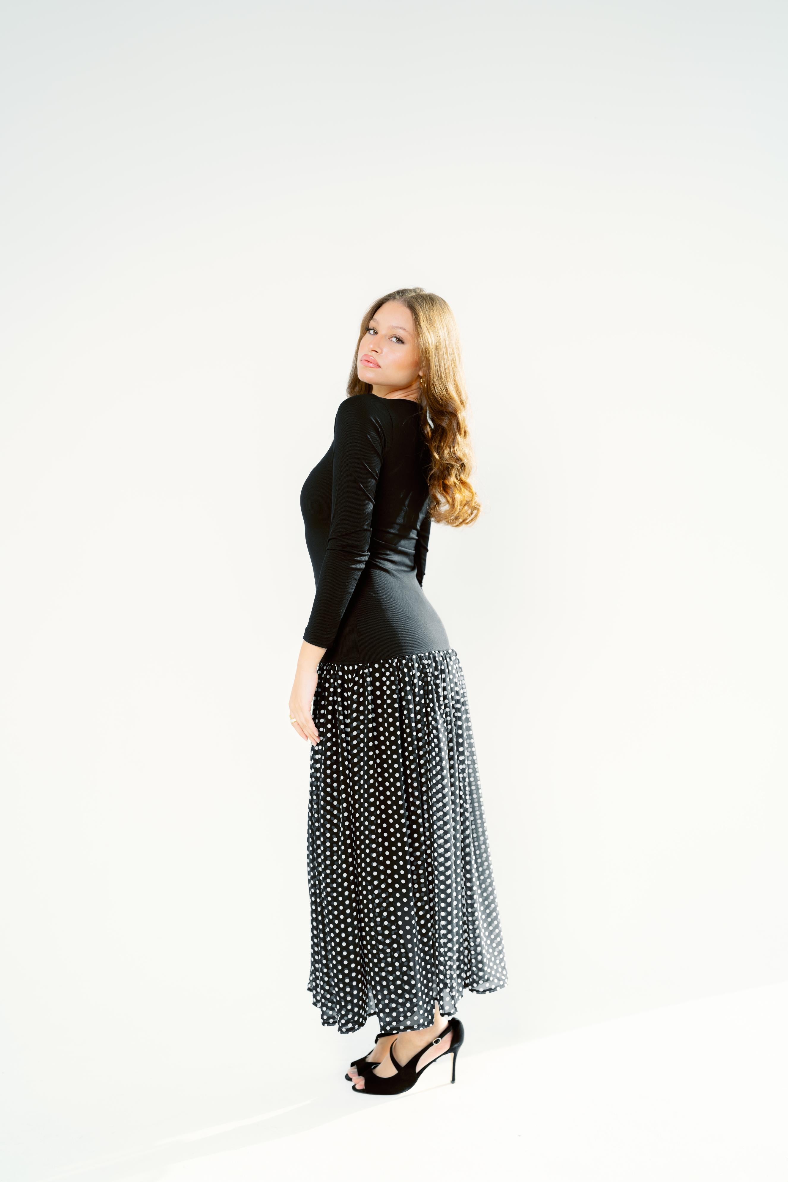 Polka dots dress full sleeve